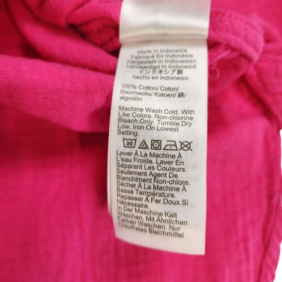 J Crew Factory Womens Double Gauze Button Up Shirt Size Med Fuchsia Pink Cotton - Picture 8 of 11